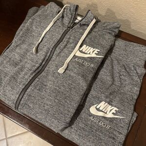 Nike Gray Heather Full-Zip Hoodie and Joggers Set with White Logo Size 2X
